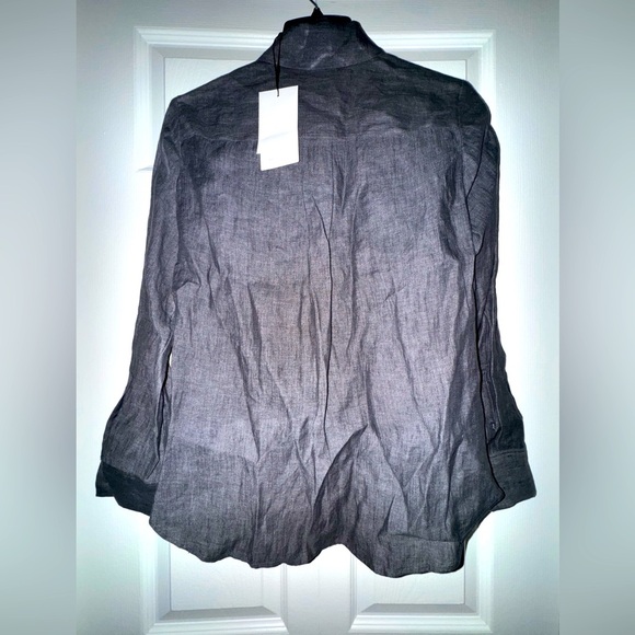 Theory Hekanina Tie Front Drape Hemp Shirt-Pewter Sz S NWT & extra buttons - Picture 5 of 15